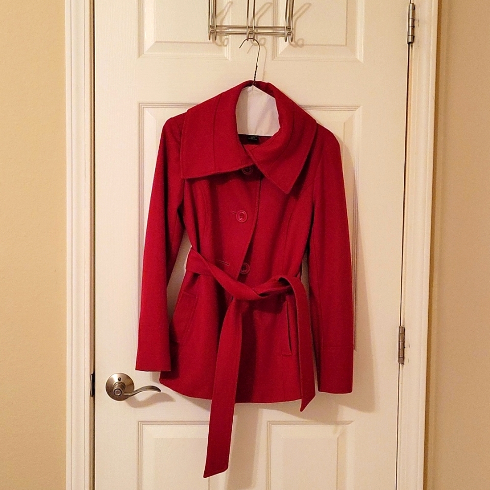 Tracy Evans wool coat, size small, red